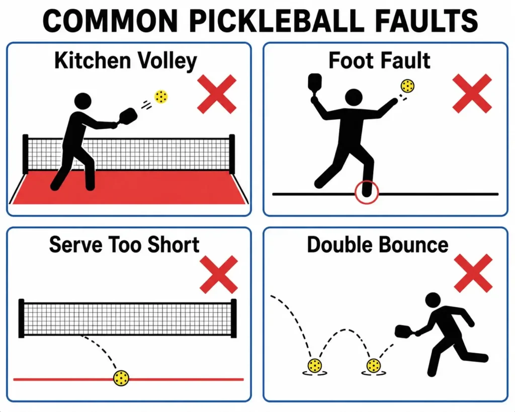 Common pickleball faults infographic