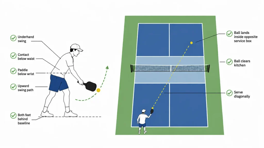 Pickleball legal serving rules infographic