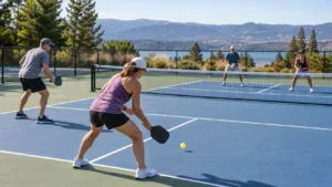 Pickleball Players Practicing the Two-Bounce Rule